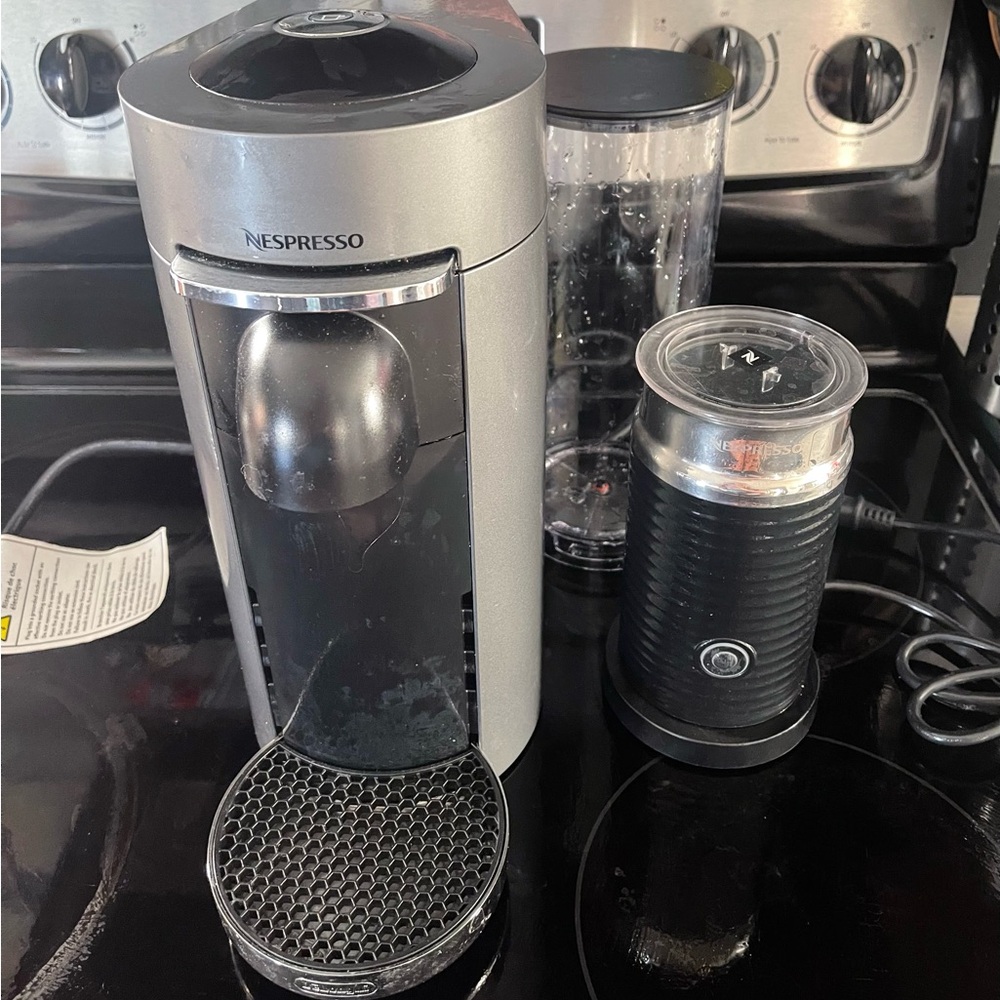Nespresso Silver Coffee Machine with Milk Frother